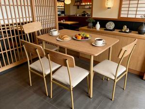 Offre Spéciale : Ensemble de Salle à Manger 5 Pièces avec Table en Bois et Chaises Rembourrées (<span class=keywords><strong>4</strong></span> Chaises) sur Piétement Métallique - Product Image 1