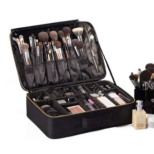 Weichtaschen und Koffer tragbares Make-Up Schönheit Reisen professionelle Kosmetik mit verstellbarem Teiler und Reißverschluss