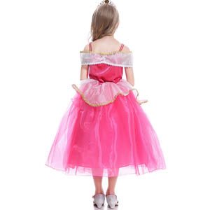 <span class=keywords><strong>2022</strong></span> nuevo vestido de princesa de Halloween rojo rosa para niñas belleza soñolienta inspirado con corona varita mágica capa sobre manga para niños - Product Image 3