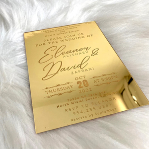 Carte d'invitation de mariage personnalisée en or <span class=keywords><strong>et</strong></span> argent avec effet miroir, feuilles vierges en acrylique, feuilles de présentation, <span class=keywords><strong>enveloppe</strong></span> de bienvenue pour mariage ou entreprise - Product Image 6