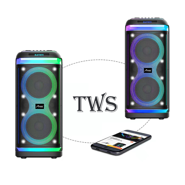 New Innovations Outdoor TWS 80w 12v Double 8 Inch Woofer USB TF Charging Cable Speakers
