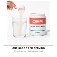 Poudre de Collagène Peptidique Probiotique Marque Blanche OEM avec Cuillère Doseuse et 20 Doses par Bouteille pour les Propriétaires de Marques Mondiales