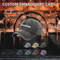 Gorra de Béisbol Vintage sin Estructura al por Mayor para Hombre, Logotipo Bordado Personalizado en Tela de Algodón Lavada, Gorra de Béisbol con Patrón de Letras