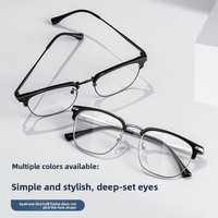 A10002 Gafas Metálicas Vintage con Diseño de Línea de Ceja Plana, Monturas Ópticas Metálicas para Hombre y Mujer