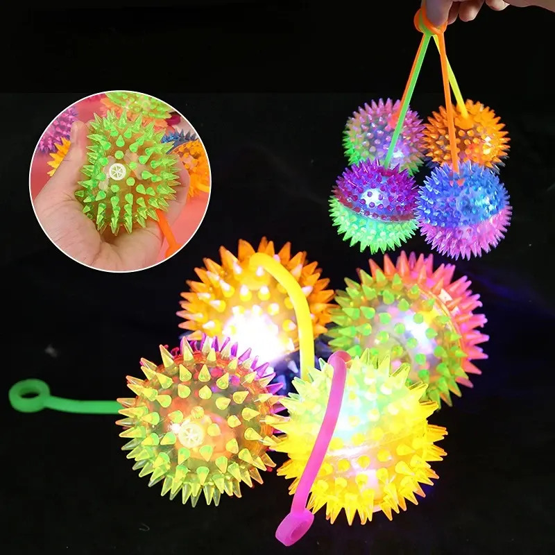 Light Up topları Light Up parti iyilik Fidget Spiky oyuncak stres giderici başak kauçuk topu Led yanıp Spiky topları sıkmak oyuncaklar