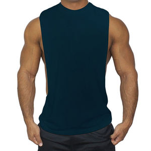 Maglietta da ginnastica senza maniche da uomo in cotone taglio basso taglie forti per il Fitness canotte nere Bodybuilding Muscle camicie sportive canottiere - Product Image 5