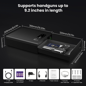 Nhỏ khẩu súng ngắn an toàn mở khóa với dấu vân tay Bàn phím Key App Slide-Away <span class=keywords><strong>Gun</strong></span> khóa hộp sinh trắc học an toàn cho đầu giường cạnh giường ngủ - Product Image 6