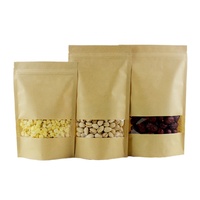 Sachet Doypack en papier kraft brun de qualité alimentaire, étanche, refermable avec fermeture éclair et fenêtre transparente