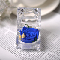 Rose Éternelle Préservée en Gros, Vente Chaude, Cadeau dans Petite Boîte en Cristal pour la Saint-Valentin et Noël