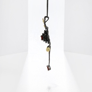 C7630 collana delicata costante laboratorio di granato rodolite creato collana con <span class=keywords><strong>rubino</strong></span> ciondolo collana da donna con fiore in argento - Product Image 4