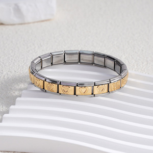 Modular Heart Bracelet Stainless Steel Elastic Unisex Gift Jewelry Bangle - Product Image 4