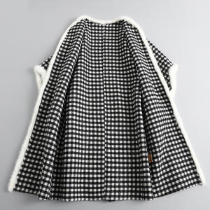 Hiver Laine Tranchée <span class=keywords><strong>Manteau</strong></span> <span class=keywords><strong>De</strong></span> Luxe Vison Col <span class=keywords><strong>De</strong></span> Fourrure Dames <span class=keywords><strong>Poule</strong></span> Laine Cachemire Manteaux - Product Image 3