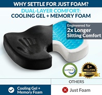 Coussin de siège en mousse à mémoire de forme ergonomique pour le coccyx, soulagement de la douleur sciatique, pour le bureau, la voiture, le fauteuil roulant, idéal pour les longues périodes assises