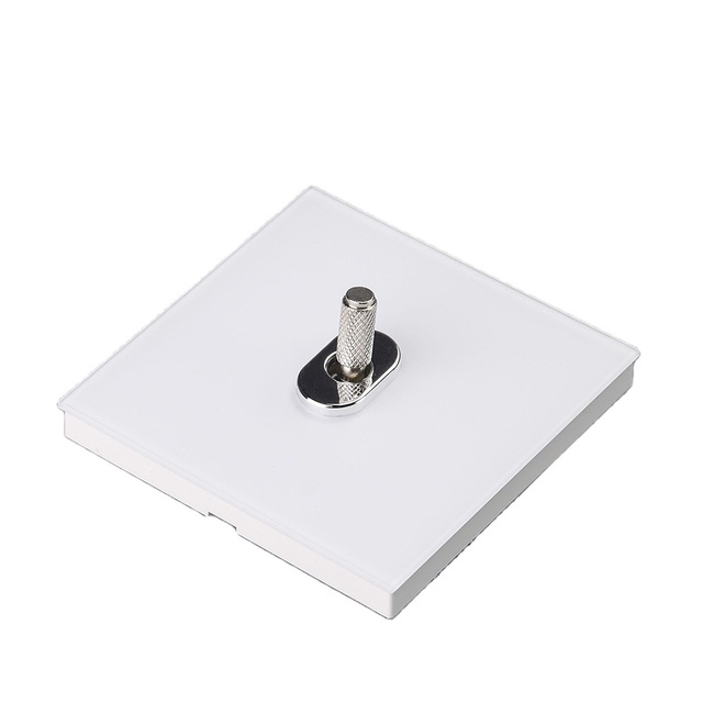 New Model 82 European-standard Metal Toggle Switch, European-style Domestic Single-gang Wall Plate with Skin-like Tempered Glass