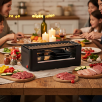 Grill coréen électrique sans fumée pour 8 personnes, antiadhésif, portable, facile à nettoyer, compact, pour la maison, avec contrôle mécanique de la température