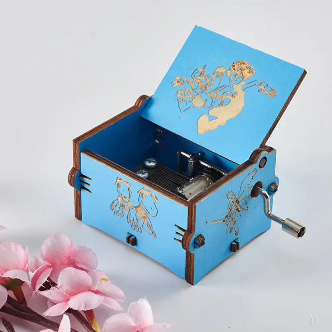 Ever Bright New Wood Small Music Box Digimon Adventure Mini Hand Crank Music Box For Valentine's Day Gift