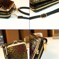 Sac de téléphone à imprimé floral pour femmes, mini pochette à main de style chinois