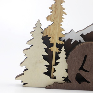 Nuevas artesanías de oso marrón, decoración creativa para el hogar, adornos de talla de bosque de madera hueca multicapa de madera - Product Image 6