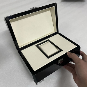 Estuche de Reloj de Lujo Negro Personalizado Directo de Fábrica con Interior de Cuero Blanco para Hombre, Empaque de Regalo para Relojes de Marca de Alta Gama - Product Image 1