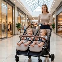 Poussette double pour bébés Abon de haute qualité, luxueuse, légère, pliable d'une seule main, avec cadre en alliage d'aluminium et tissu, 15 kg