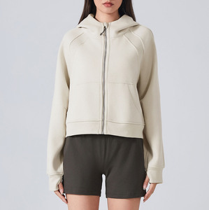 Nuevo abrigo deportivo con capucha y cremallera de lana, sudadera holgada de ocio para mujer, abrigo de Yoga, sudaderas con capucha - Product Image 2