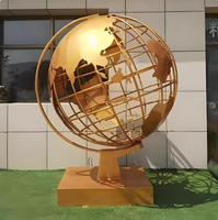 Sculpture de globe terrestre en acier inoxydable miroir, artisanat métallique abstrait personnalisé, modèle moulé, impression 3D, décoration artistique extérieure