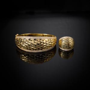 018486 mode femmes manchette Bracelet anneau ensembles cubique Zircon bracelet anneau ensemble pour femmes ouvert manchette bijoux femmes accessoires - Product Image 2