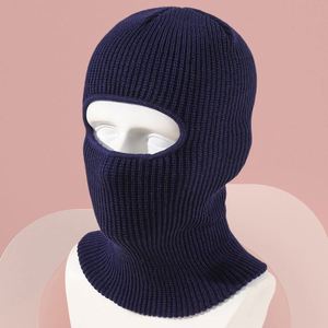 Winter Outdoor Ski Mask Solid Color Warm Knitted <b>Hat</b> with Single Hole Cap Custom Logo Balaclava - Product Image 2