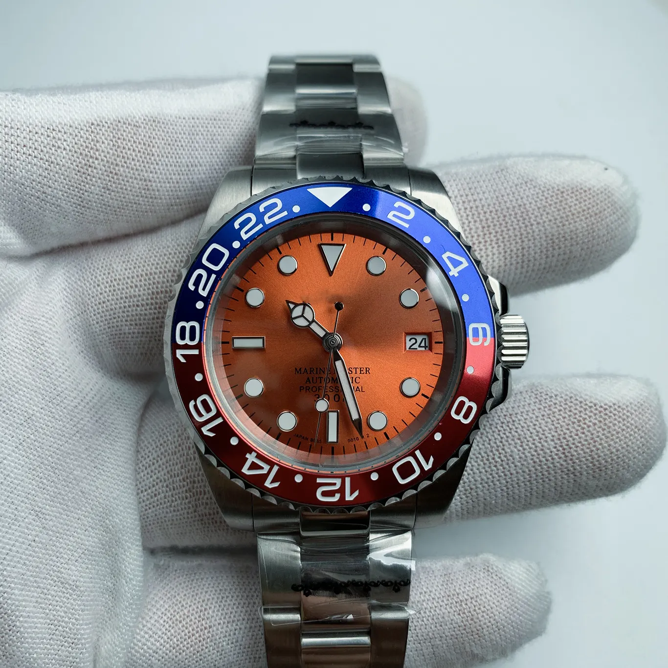 Waterproof Professional 40MM Ceramic Bezel GMT Man Mechanical Watches 100m Classic Fashion Luxury Automatic Watch Marine Orange