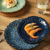 Assiettes en céramique à motifs floraux irisés, style jeune et tendance – Designs créatifs incluant des assiettes en forme de soleil et des assiettes à salade de fruits de 8/10 pouces