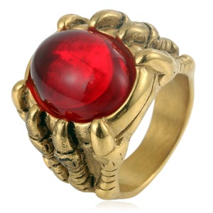 Anillo de garra de dragón yunique, piedra preciosa roja, aleación de zinc, joyería de estilo punk para hombre, regalo - Product Image 1
