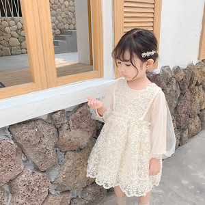 Vestido de <span class=keywords><strong>Princesa</strong></span> Coreano para Niñas, Primavera-Otoño 2026, Vestido Bordado Suave de Manga Larga para el Primer Cumpleaños de Bebés - Product Image 1