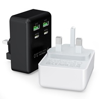 HNT Nouveau chargeur mural USB Type-C à 4 ports tendance PD 3.0 QC3.0 32W à charge rapide pour téléphone, ordinateur portable, tablette avec 5V/2.4A, respectueux de l'environnement