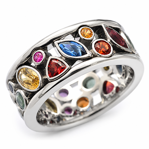 Anello con Design Geometrico Traforato, Stile Colorato per Donne - Product Image 1