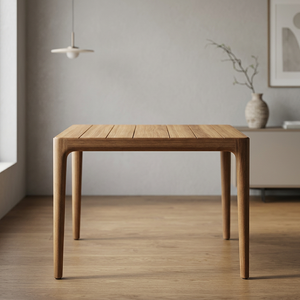 Table à manger rectangulaire moderne en teck massif pour l'extérieur, 4 places, jardin, patio, imperméable, écologique, durable - Product Image 3