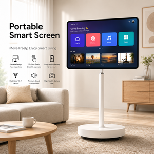 Téléviseur Android à écran tactile sur roulettes, écran intelligent portable avec caméra et haut-parleur pour les appels vidéo et le divertissement, écran à déplacement automatique - Product Image 4