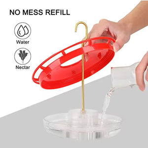 Mangeoire à oiseaux suspendue à fenêtre automatique extérieure à 5 ports avec plateau à eau arrondi pour colibris animaux de compagnie accessoire de cage à oiseaux de Style amour - Product Image 4