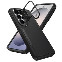 Étui de téléphone portable antichoc en TPU souple et PC rigide avec cadre métallique pour appareil photo et support béquille pour Samsung Galaxy S26 Ultra S25 FE