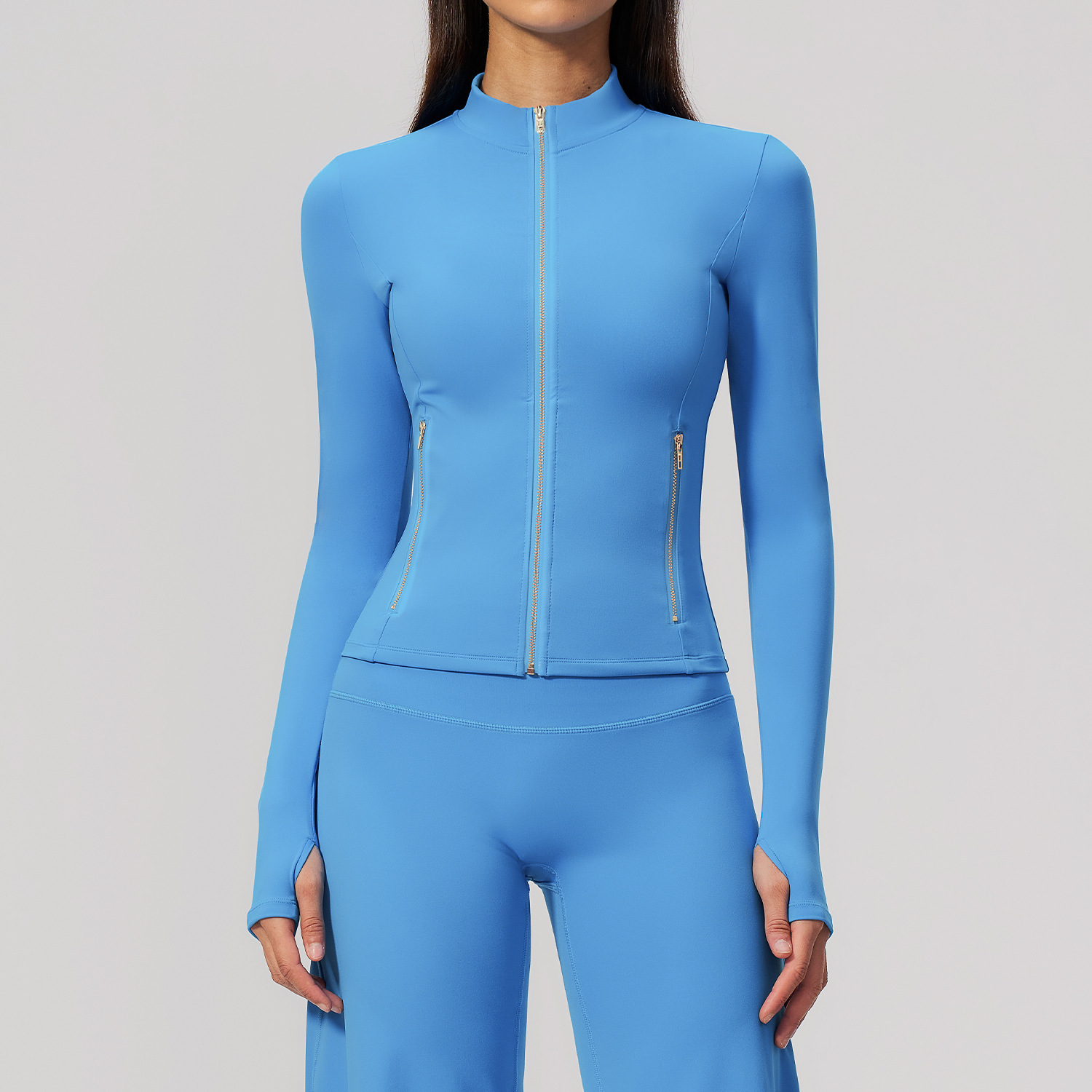 Zip-Up Activewear Set (5529): back view showing construction, seams and support