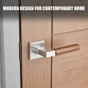 Modern Luxury Wood Grain <b>Door</b> <b>Handle</b> Lever Square Rosette Brushed Satin <b>Internal</b> Room Wooden <b>Door</b> Locksets Hardware - Product Image 4