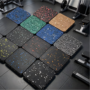 Tapis de sol de gym de qualité supérieure bleu moucheté, tapis d'exercice antidérapant et résistant à l'usure en caoutchouc pour la gym et les sports - Product Image 1
