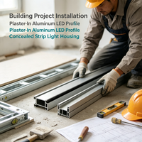 Profilé LED en aluminium extrudé de haute qualité, encastrable, multi-cavités, pour éclairage de bande dissimulé, idéal pour les projets de construction