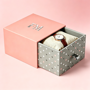 OEM Custom Logo Recyclable Grey Board Watch Packaging with UV Printing & <b>Silver</b> Foil Rigid Paper <b>Box</b> for Jewelry Gift Wholesale - Product Image 1