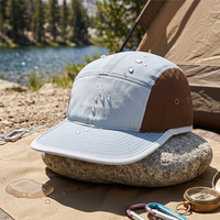 Casquette de camping en nylon personnalisable avec logo, 5 panneaux, imperméable, bleu clair et marron, durable, vente en gros, OEM