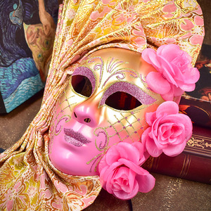 Festa di ballo di Halloween Venice Opera Phantom maschera per il trucco a <span class=keywords><strong>tre</strong></span> fiori tessuto maschera di carnevale - Product Image 6