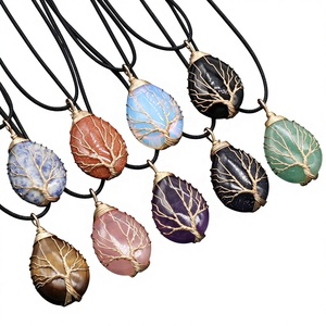 Pendentif <span class=keywords><strong>Arbre</strong></span> <span class=keywords><strong>de</strong></span> <span class=keywords><strong>Vie</strong></span> en Agate Naturelle Semi-Précieuse, Forme Goutte d'Eau, Finition Polie, pour eBay - Product Image 1