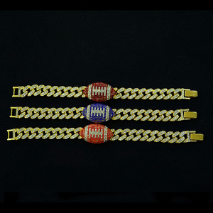 NL3010 Bracelet pendentif ballon de rugby homme plaqué or avec alliage strass Pulseira com pingente de <span class=keywords><strong>bola</strong></span> de rugbi - Product Image 4