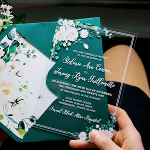 Carte d'invitation <span class=keywords><strong>de</strong></span> <span class=keywords><strong>mariage</strong></span> en acrylique Design gravé <span class=keywords><strong>de</strong></span> luxe <span class=keywords><strong>transparent</strong></span> personnalisé pour les annonces <span class=keywords><strong>de</strong></span> fête <span class=keywords><strong>de</strong></span> décoration d'événement nuptiale moderne - Product Image 1