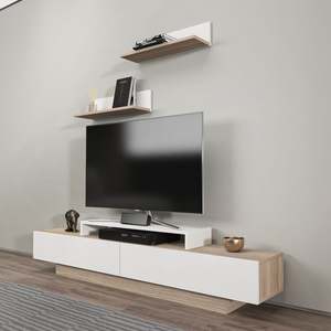 Meuble TV moderne large avec étagères Meuble TV avec deux portes Lowboard jusqu'à <span class=keywords><strong>81</strong></span> téléviseurs Longueur 180 <span class=keywords><strong>cm</strong></span> Largeur 32 <span class=keywords><strong>cm</strong></span> Hauteur 40 <span class=keywords><strong>cm</strong></span> - Product Image 6