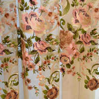 Voilage de rideau en chenille brodé de qualité supérieure avec motif floral pivoine pour la décoration des baies de salon et des fenêtres octogonales